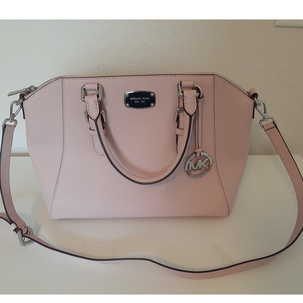 Michael Kors Ciara Pink Leather Large Satchel Purse Handbag Exc Condition - Picture 1 of 15